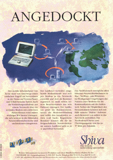 Print ad Shiva Remote Access 1993