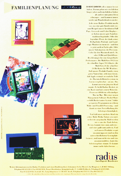 Print ad Radius Inc. product overview 1992