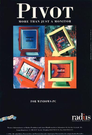 Print ad Radius Inc. "Pivot" 1992