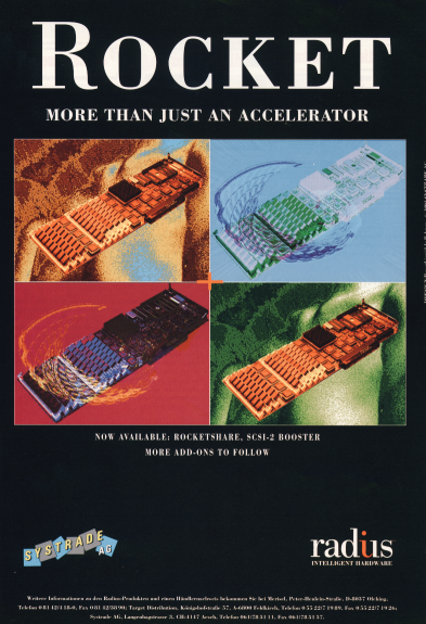 Print ad Radius Inc. "Rocket" graphics accelerator 1992